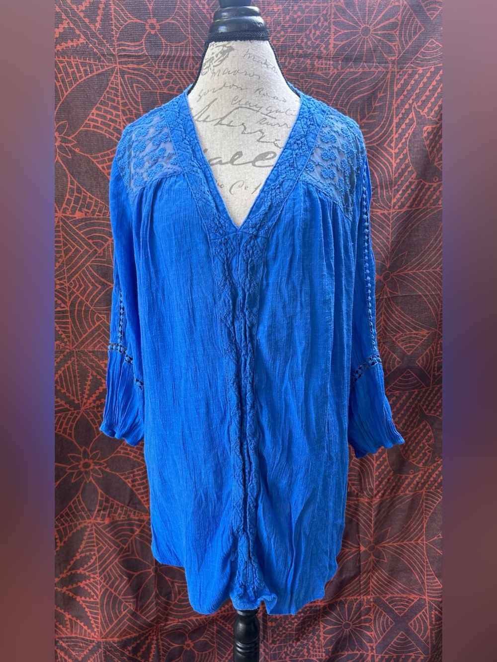 JohnPaulRichard Cobalt Blue Boho V-Neck Tunic